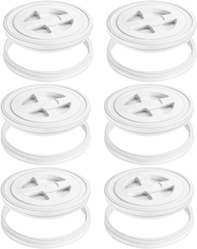 Bucket Lids, Gamma Style, White, 2/4/6/12 Pack, BPA-Free, Food-Grade