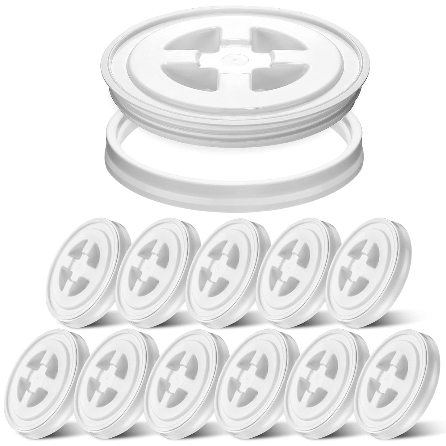 Bucket Lids, Gamma Style, White, 2/4/6/12 Pack, BPA-Free, Food-Grade